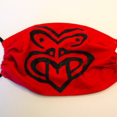 Hand printed red tiki mask